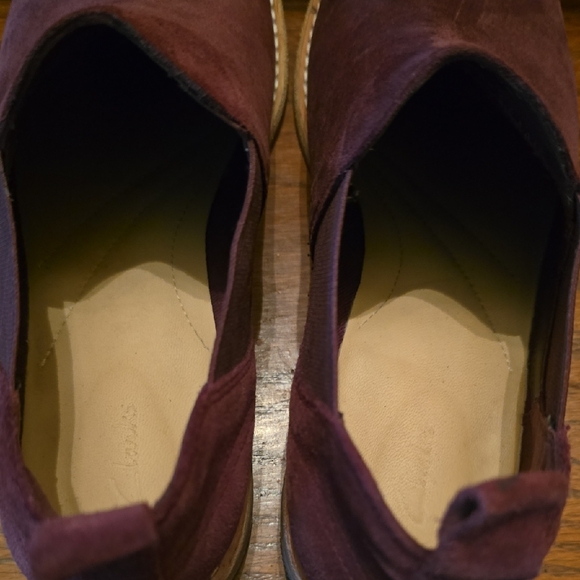 Womens CLARKS Suede Slip-On Casual Shoes in Burgundy - 8 - Picture 6 of 7